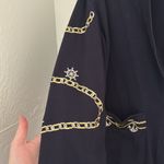 Tara Vanessa nautical coastal anchor & chain embroidery navy blue cardigan Gold Size M Photo 3