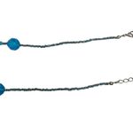Cerulean Blue Acrylic Faceted & Silver Ball Beaded Necklace Photo 3