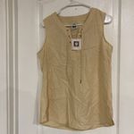 Anne Klein Ann Klein Women's Lace Up Tank Top Sleeveless Crew Neck Tan Size Small NWT Photo 2