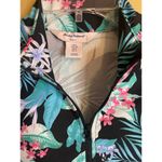 Tommy Bahama  Women's Teal & Black Tropical Print Quarter Zip Top Size Small Photo 4