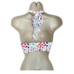 Double Crazy‎ Halter Top Festival Boho Floral Print Crop Halter Top Size Large White Photo 1