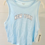 No Boundaries  New York Graphic Cropped Tank Top‎ Blue Women's Large Photo 0
