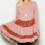 easel  Rust Ruffle-Hem Tunic Dress size small Photo 0