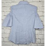 Pearl by Lela Rose Oxford Chambray Open Shoulder button up small 0. Blue Photo 5