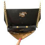 Lauren Ralph Lauren Leather Crossbody Turn Lock Tech Case Gold Mini Black Purse Photo 4