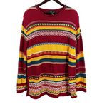 Carole Little Vintage Crewneck Sweater Red Southwestern Striped Size 2X Photo 0
