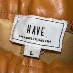 HAVE Los Angelos Brown Faux Leather High Waisted Front Slit Side Zip Pants Size L Photo 3