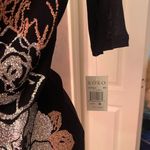 XOXO Rare Vintage Y2K X.O.X.O. Sheer black open back beaded floral top size M Photo 6