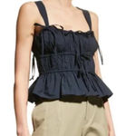 Ulla Johnson  Navy Lulu Bow Top Size 8 Cotton Poplin Photo 0