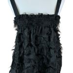 Waverly Grey Black Textured Fringe Strapless Top Small Boho Statement Party Chic Photo 0