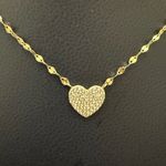 925 Gold Over Silver Vermeil Pave Heart Pendant Twisted Chain Necklace 2.2g. Photo 3