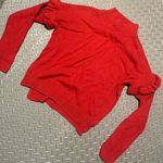 Anthropologie Ruby moon ruffle sleeve red sweater holiday boho classic winter party Photo 0