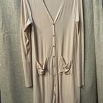 KyeMi  women’s cream colored Lightweight Midi cardigan size large w/pockets Photo 1