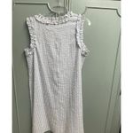 kim rogers Blue White Seersucker Stripe Dress NEW Size Large Ruffle Coastal Photo 1