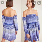 Raga  Anthropologie Willa Off Shoulder Smocked Blue Dress Size Small NWT Photo 2
