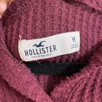 Hollister  Burgundy Waffle Oversized Cropped Hoodie Sweater Medium Photo 3