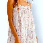 Free People Ivory Coquette Floral Ruffle Straps Tunic Mini Dress M Photo 0