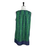 Liz Lange Women’s Sweater Sleeveless Top Chiffon Hem Green Navy Zig Zag Size PM Photo 3