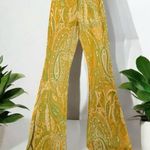 ZARA  NWT Yellow Paisley Stretch Flared Pull On Pants Small Photo 1