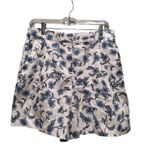 J.Crew  White Blue Floral Print Elastic Back Linen Blend Pleated Shorts Sz 6 NWT Photo 1