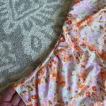 Kona Sol  One Piece Swimsuit Floral Pink Orange Lightly Padded Ruched Size L Photo 2