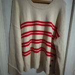 Marled cozy sweater size XL w/stripes & side detail. Wide sleeves. Priced 2 sell Red Photo 0