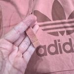 Adidas  | Pink Trefoil Raw Hem Oversized Pullover Drawstring Hoodie Photo 4