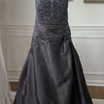Taffeta Charcoal Grey Ball Formal Gown Beaded Sequins Rhinestone Dress 20 Gray Size undefined Photo 0