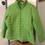 Hannah Green Quilted Puffer Jacket Large Zip Front Black Photo 0