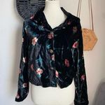 Gotcha Covered Floral Black Velvet Button Down Blazer Jacket, Size 10 Photo 0
