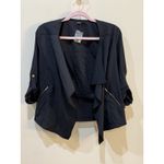 Poetry  Lightweight Draped‎ Blazer Size Small 80's Moto Black Asymmetrical Open Photo 1