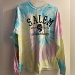 Women’s Long Sleeve T Shirt XL Salem MA Witch City Pastel Tie Dye Bust 44” Blue Photo 0