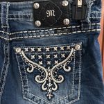 Miss Me Embellished Pocket Jeans. Low Rise Medium Wash Boot Cut Contrast Stitch Photo 3