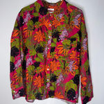 C&C California c c california 1X‎ Collar Button Down Linen Colorful Palm Leaf Jungle Print Photo 0