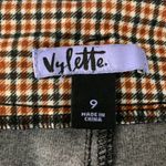 Vylette Paper Bag Waist Skinny Pants 9 Brown Plaid Mid Rise Patch Pockets Zip Size undefined Photo 4