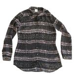 CAbi Paris Black Sheer Print Button Down Blouse Top #3249 Women’s Chiffon Photo 0