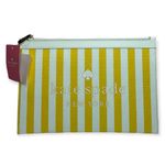 Kate Spade  Women’s Yellow White Stripe Stone Large Zip Clutch Purse NWT Photo 0