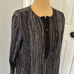 Vince Silk Wavy Line Black White Shirt Dress Photo 5