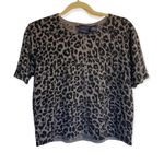 Laura Scott Grey and Black Short Sleeve Cropped Crewneck Shirt Size Large Photo 3