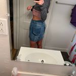 High Waisted Denim Colorblock Skirt Blue Photo 2