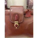 Vintage 80s Cognac Faux Leather Purse Shoulder Bag detachable double strap Brown Photo 12