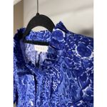 Marea by Liz Joy Women's XS Blouse Boho Cotton Blue Floral Button Up Short Slv Photo 3