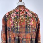 Johnny Was NWOT  Silk Velvet Cotton Plaid Embroidered Floral Shirt Blouse S Photo 5