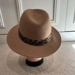 Halogen ‎ Wool Fedora Hat Tan Brown O/S Adjustable Animal Print Safari Photo 2