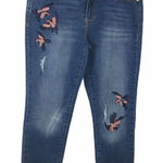 Kensie Distressed Embroidered Bird Kenzie Ankle Jeans Size 10 Photo 0