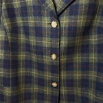 White Stag Vintage Wool Tartan Plaid Blazer Jacket Olive Green Blue Size 12 Academia Preppy Photo 4