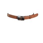 Talbots  tan light brown genuine leather XL belt silver buckle Photo 2