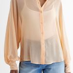 EXPRESS NWT  Sheer Dolman Long Sleeve Button Up Shirt Photo 0