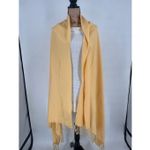 Vintage Sabby Anand Pashmina Wool & Silk Buttery Yellow Fringed Wrap Scarf Photo 2