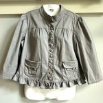 Motto Button Up Ruffled Blazer Size Medium Gray Photo 0